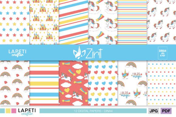 Download Unicorn Digital Paper Pack for Crafting - Unicorn digital paper Collection