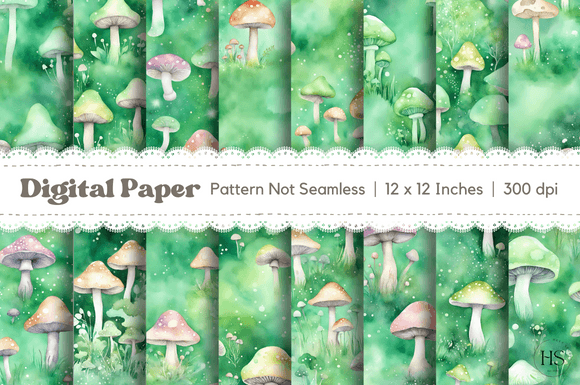 Download 16 Green Fantasy Mushroom Background - Premium Bundle
