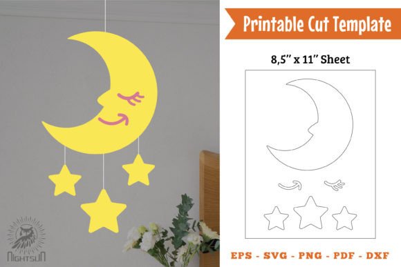 Download Cute Moon Printable Cut Template - Moon print Collection