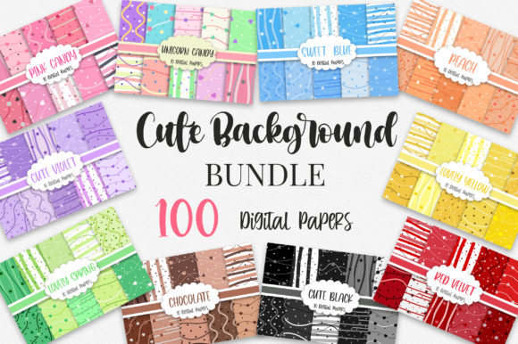 Download Bundle Cute Background Digital Papers - Cute background Collection