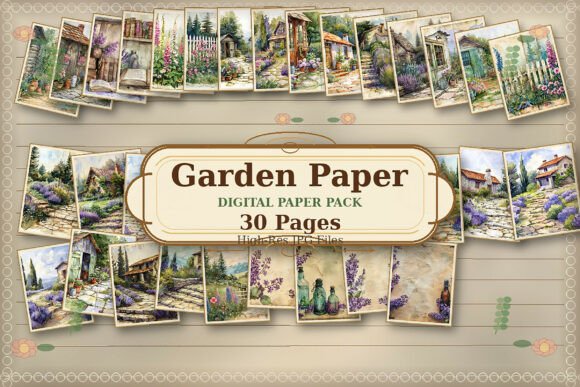 Download Vintage Lavender Cottage Digital Paper - Cottage digital paper Collection