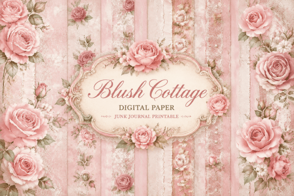 Download Blush Cottage Digital Paper - Cottage digital paper Collection