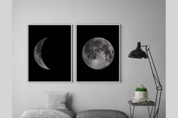 Download Moon Print Set Wall Art Home Decor - Moon print Collection
