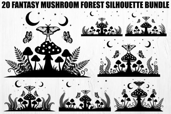 Download Fantasy Mushroom Silhouette Bundle - Fantasy mushroom Collection