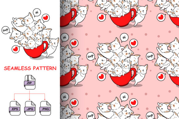 Download Seamless Cats in Cup Pattern - Premium Bundle