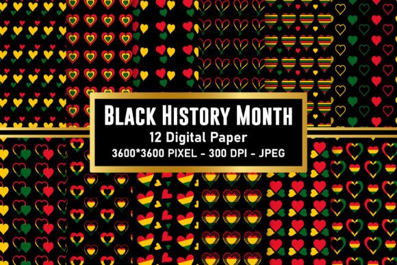 Download Black History Month Heart Digital Paper - Black history month Collection