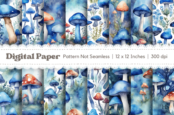 Download 16 Blue Fantasy Mushroom Background - Premium Bundle